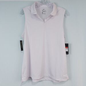 Nike Dry Victory Textured Sleeveless Golf Polo Womens Large Light Purple CI9809